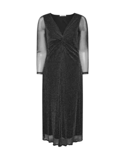 Yours Curve London Metallic Twist Front Maxi Dress Black Clearance