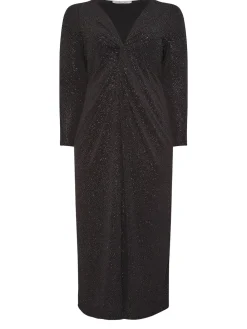 Yours Curve Black London Glitter Long Sleeve Knot Maxi Dress Hot