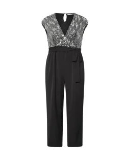 Yours Curve London 2-in-1 Sequin Jumpsuit Black Sale