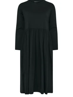 Yours Curve Long Sleeve Peplum Midaxi Dress Black