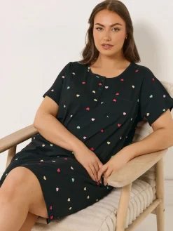 Yours Curve Black Placket Nightdress