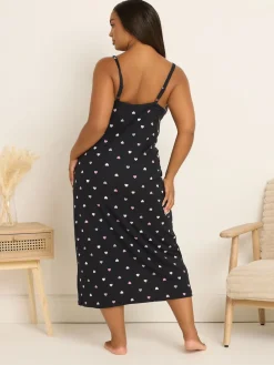 Yours Curve Soft Touch Midaxi Chemise Black Discount