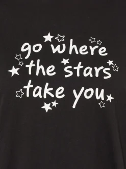 Yours Curve Black Stars Take You Long Sleeve Pyjamas and Tops Set Best