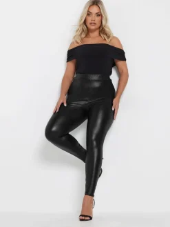 Yours Curve Black Stretch Coated Leggings Discount