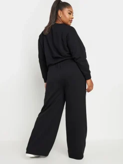 Yours Curve Black Sweatshirt & Wide Leg Joggers Set Discount