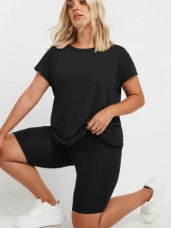 Yours Curve Black Tummy Control Soft Touch Stretch Cycling Shorts