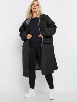 Yours Curve Black Waterproof Fleece Lined Robe Discount