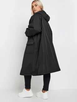 Yours Curve Black Waterproof Fleece Lined Robe Discount
