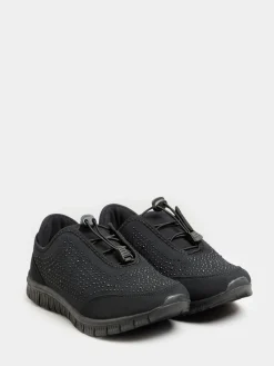 Yours Curve Black Wide Fit Titania Gem Trainers Sale