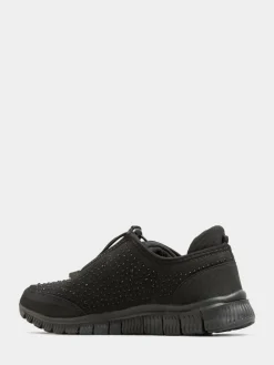 Yours Curve Black Wide Fit Titania Gem Trainers Sale