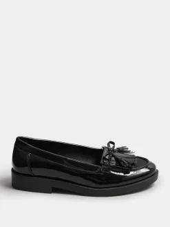 Yours Curve Black Wide Fit Extra Wide Fit Tassel Patent Loafers