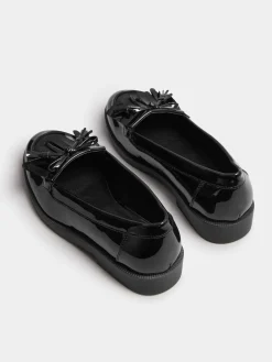 Yours Curve Black Wide Fit Extra Wide Fit Tassel Patent Loafers