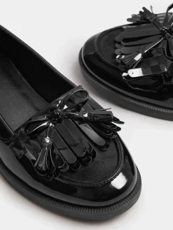 Yours Curve Black Wide Fit Extra Wide Fit Tassel Patent Loafers