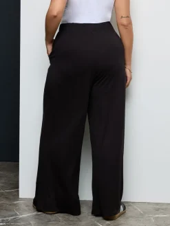 Yours Curve Black Wide Leg Trousers New
