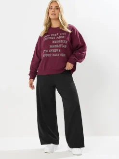 Yours Curve Wide Leg Leggings Black Hot