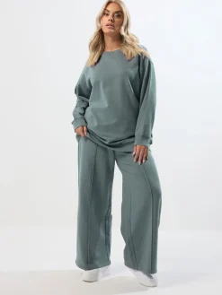 Yours Curve Crew Neck Sweatshirt Joggers Set Blue Sale