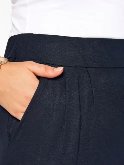 Yours Curve Double Pleat Stretch Jersey Joggers Blue New