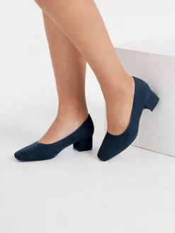 Yours Curve Blue Extra-Wide Fit Square Toe Court Shoes Best