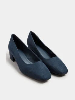 Yours Curve Blue Extra-Wide Fit Square Toe Court Shoes Best