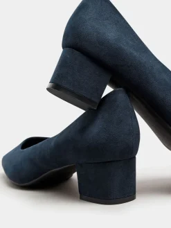 Yours Curve Blue Extra-Wide Fit Square Toe Court Shoes Best