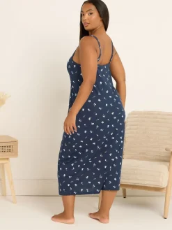 Yours Curve Soft Touch Midaxi Chemise Blue Outlet