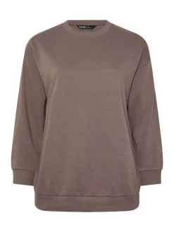 Yours Curve Basic Sweatshirt Brown New