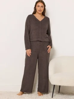 Yours Curve Chenille Cardigan Brown Outlet