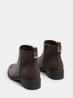 Yours Curve Wide Fit Extra-Wide Fit Metal Trim Ankle Boots Brown Best