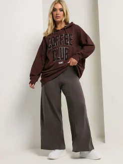 Yours Curve Wide Leg Leggings Brown Sale