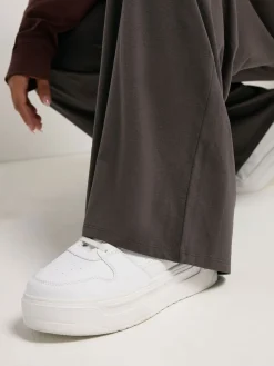 Yours Curve Wide Leg Leggings Brown Sale