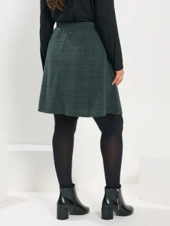 Yours Curve Green Button Front Skirt Clearance