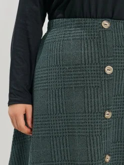 Yours Curve Green Button Front Skirt Clearance