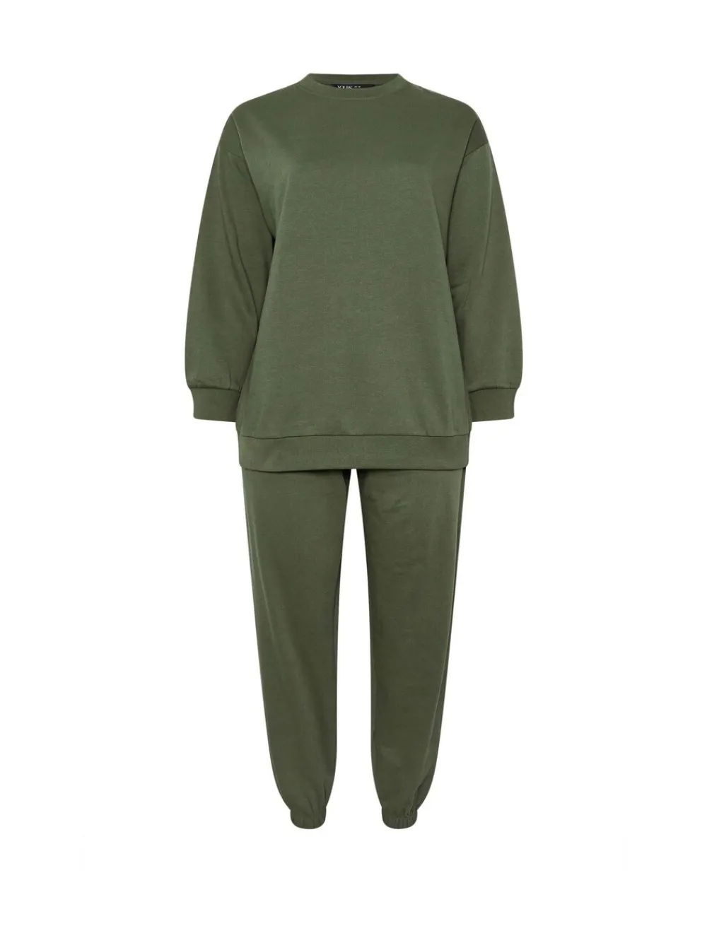 Yours Curve Green Crewneck Sweatshirt & Cuffed Joggers Set