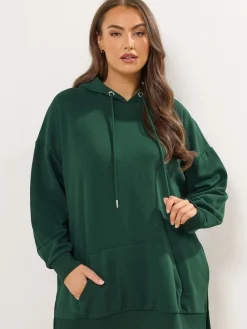 Yours Curve Pocket Detail Hoodie Green Discount