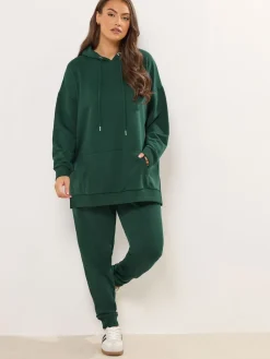Yours Curve Pocket Detail Hoodie Green Discount