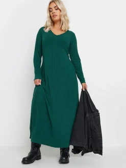 Yours Curve Green Ribbed Maxi Dress Discount