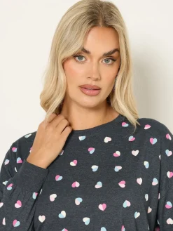 Yours Curve Grey Long Sleeve Nightdress Clearance