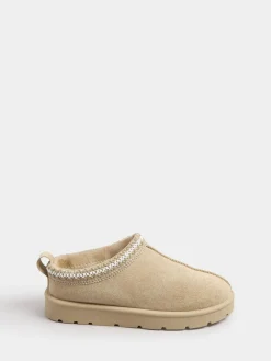 Yours Curve Faux Suede Embroidered Mules Natural Discount