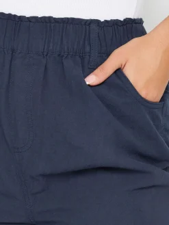 Yours Curve Cool 100% Cotton Shorts Navy Blue Sale