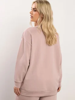 Yours Curve Basic Sweatshirt Pink Clearance