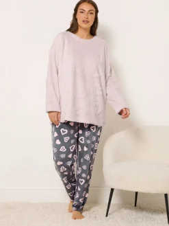 Yours Curve Clipped Lounge Set Pink Online