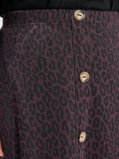 Yours Curve Purple Button Front Skirt Outlet