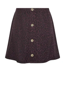 Yours Curve Purple Button Front Skirt Outlet