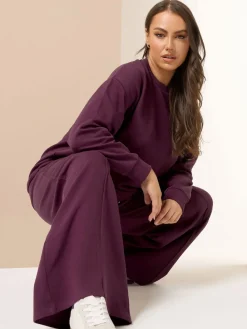 Yours Curve Crew Neck Sweatshirt Joggers Set Red Sale