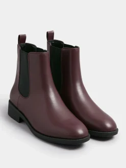 Yours Curve Extra Wide Fit Ankle Chelsea Boots Red Hot