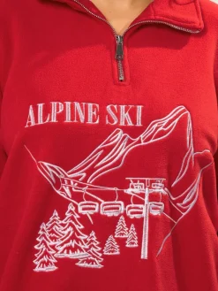 Yours Curve Half Zip Fleece Red Clearance