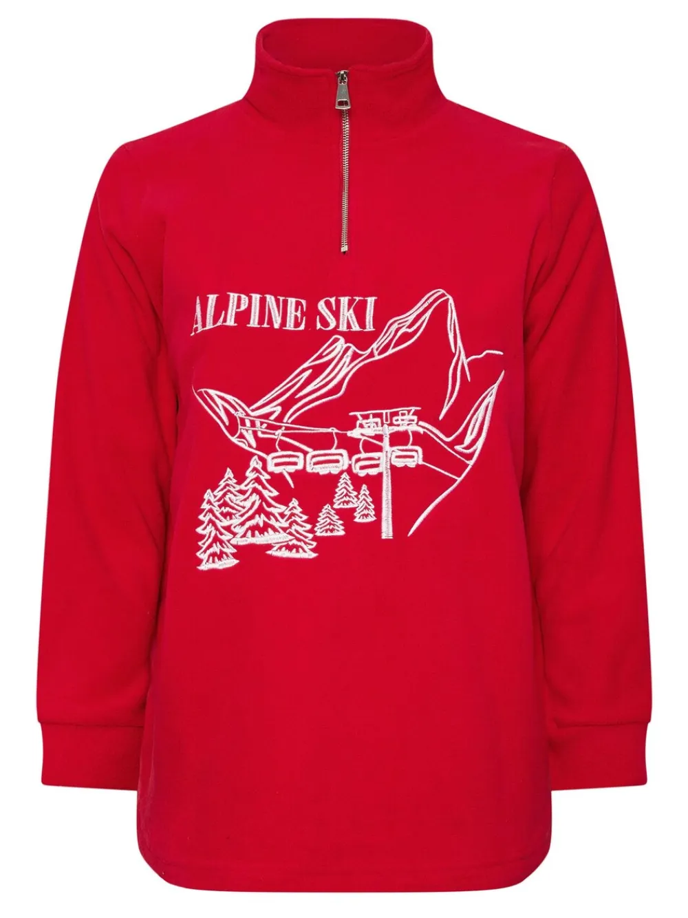 Yours Curve Half Zip Fleece Red Clearance