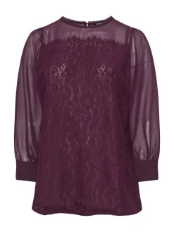 Yours Curve Lace Front Blouse Red Online