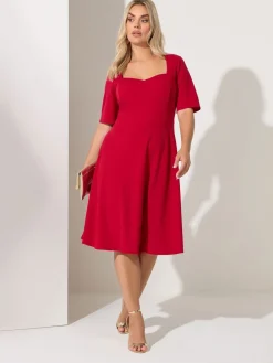 Yours Curve Red London Panelled Skater Dress Outlet