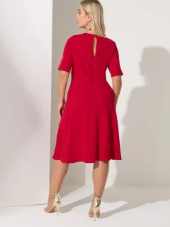 Yours Curve Red London Panelled Skater Dress Outlet